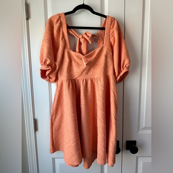 Free People Violet Mini Dress In Grapefruit NWT (Size L) - Picture 3 of 7